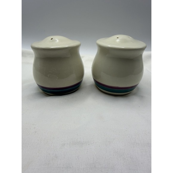 Pfaltzgraff Other - Vintage Pfaltzgraff Juniper 3 In Salt and Pepper Shakers, Mauve Turquoise Bands